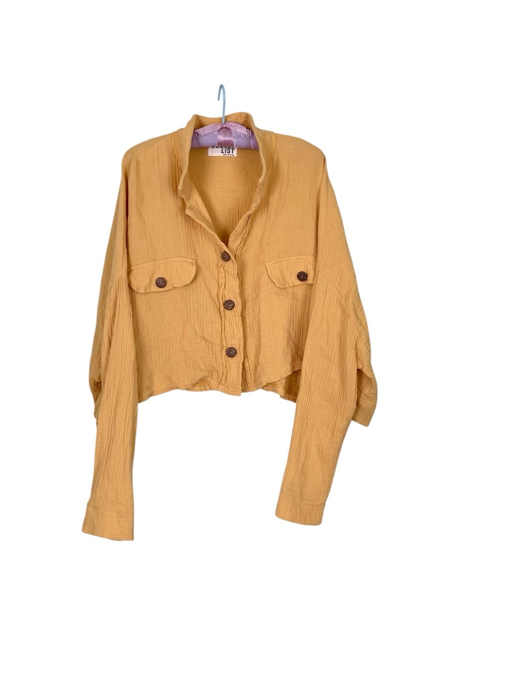 🌵Bucket List Mustard Yellow Gauze Muslin Buttoned Blouse Medium🌵